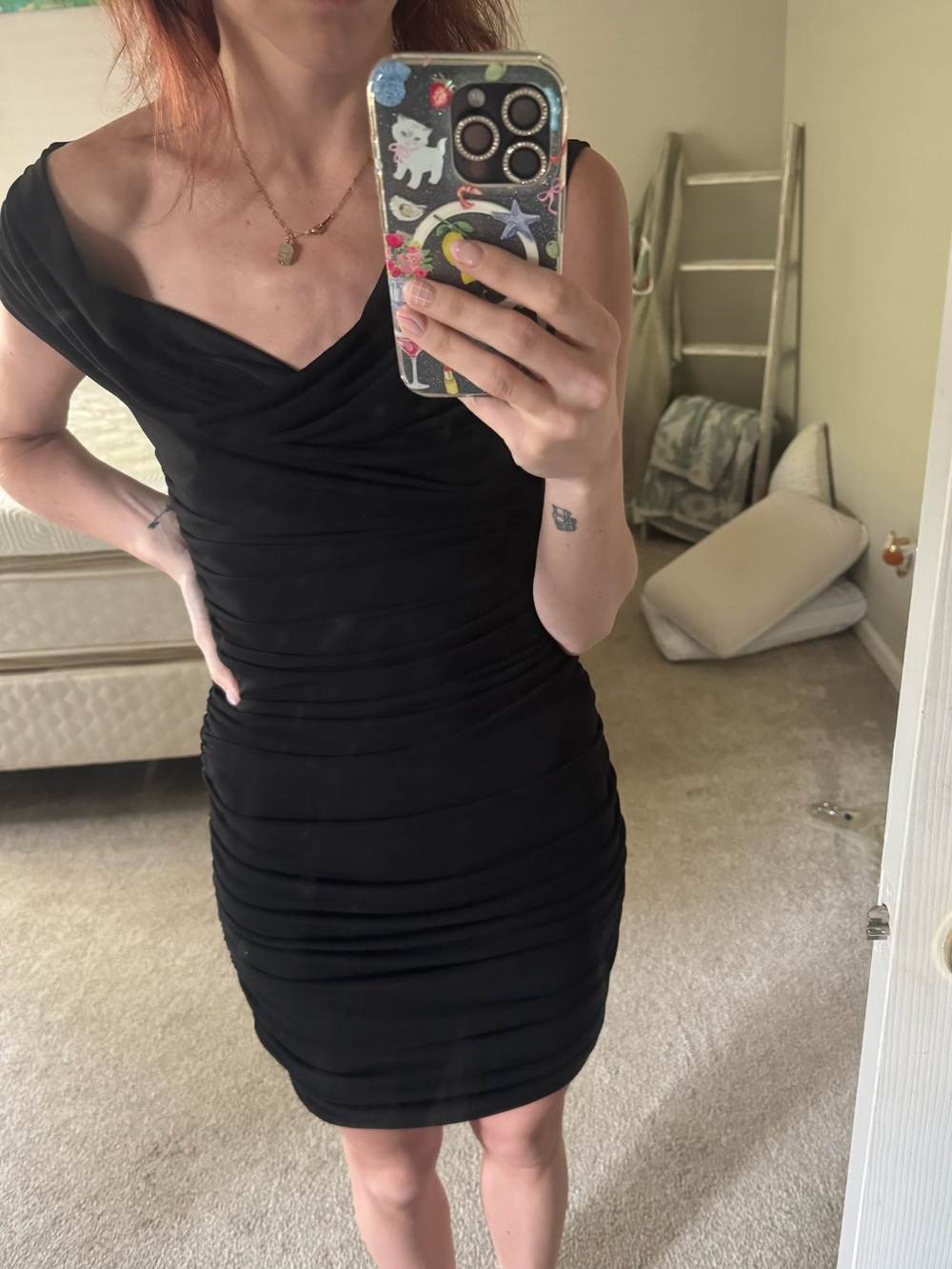 Express Black Ruched Mini Dress